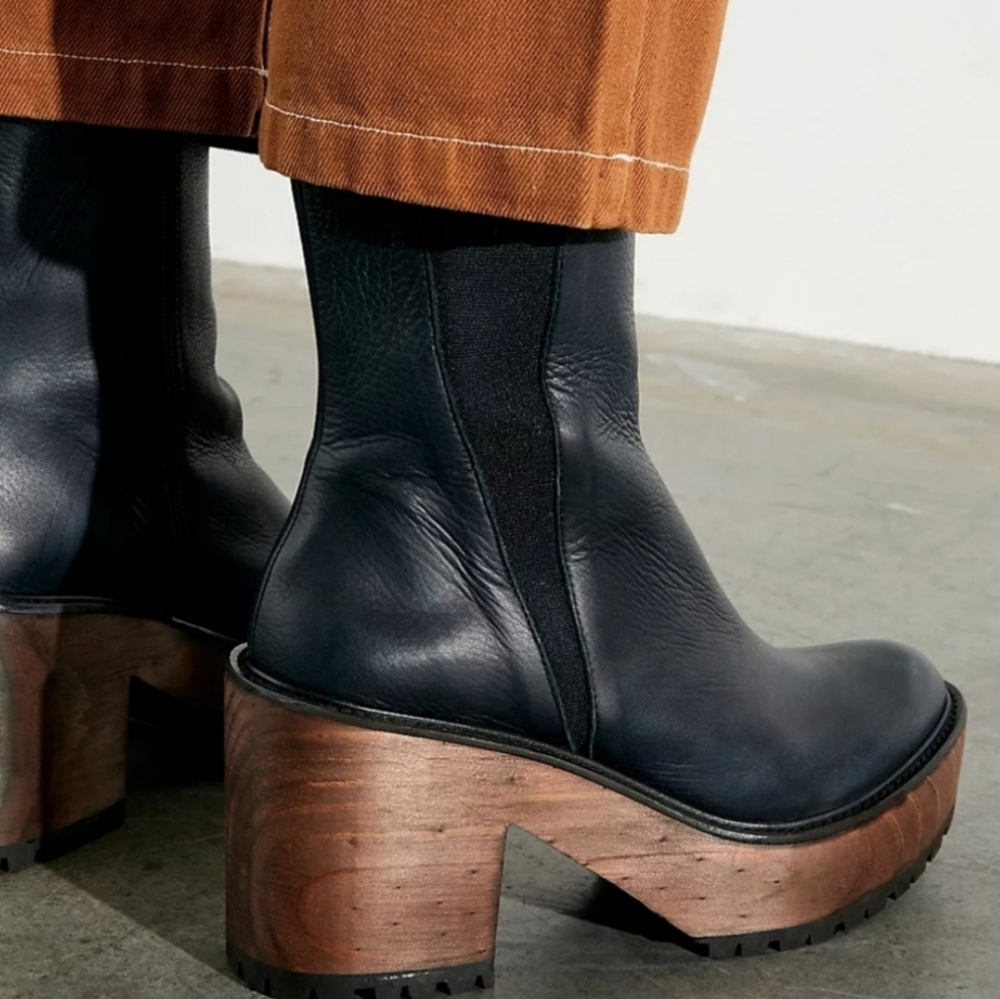 Free People West Johanna Clog Boots Navy Blue